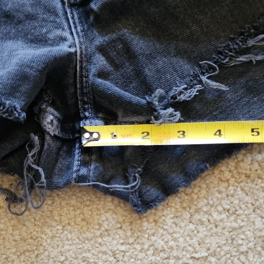 Furst of a Kind Reworked Levi's Dark Denim Distressed Shorts Mesh Sides Sz M